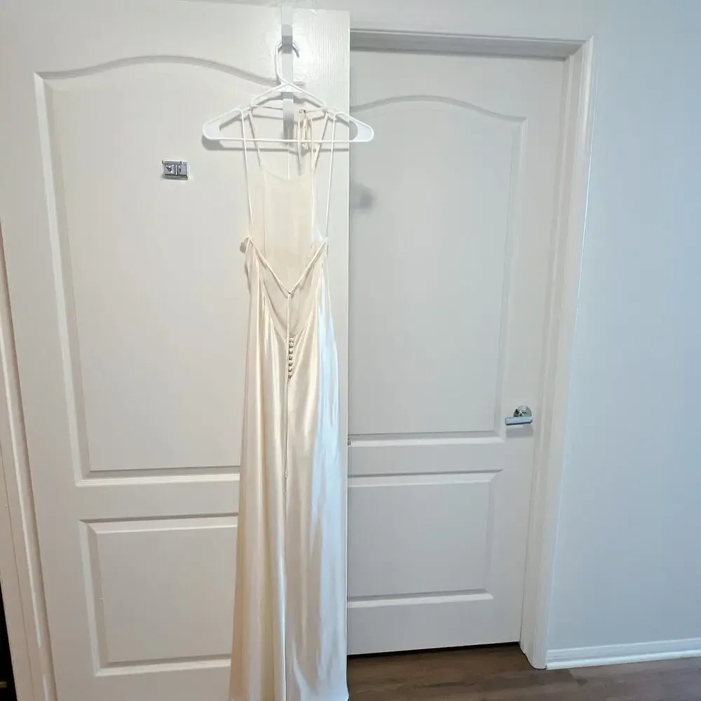 Reformation Jeany Silk Halter Dress Sunshine Size M - Picture 9 of 10